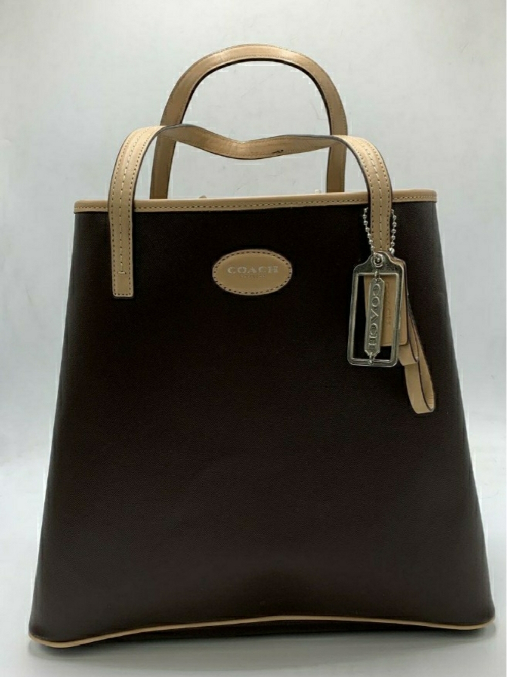 Authentic Coach Brown and Tan Leather Tote Bag w/ COA - Picture 2 of 8